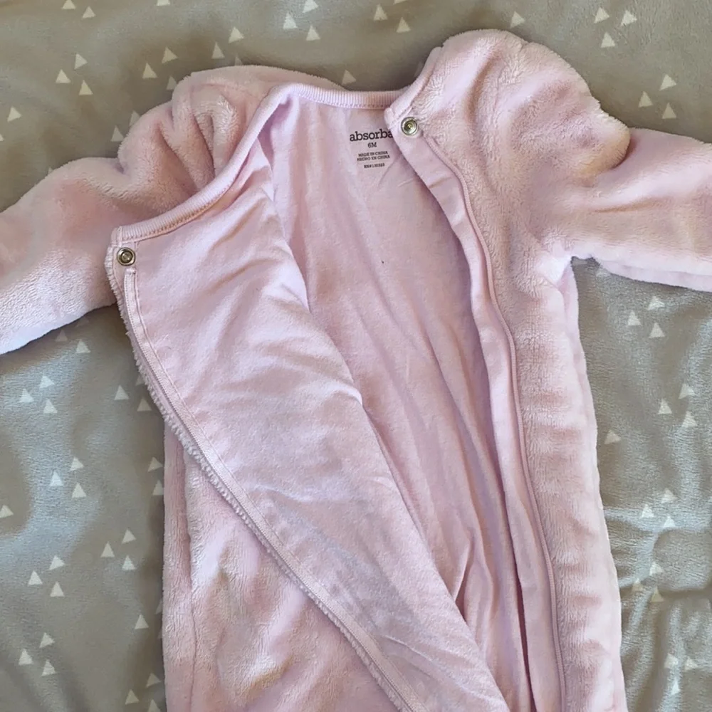 ABSORBA Baby Girl Pink Fleece Onesie Footie Size 6 Months